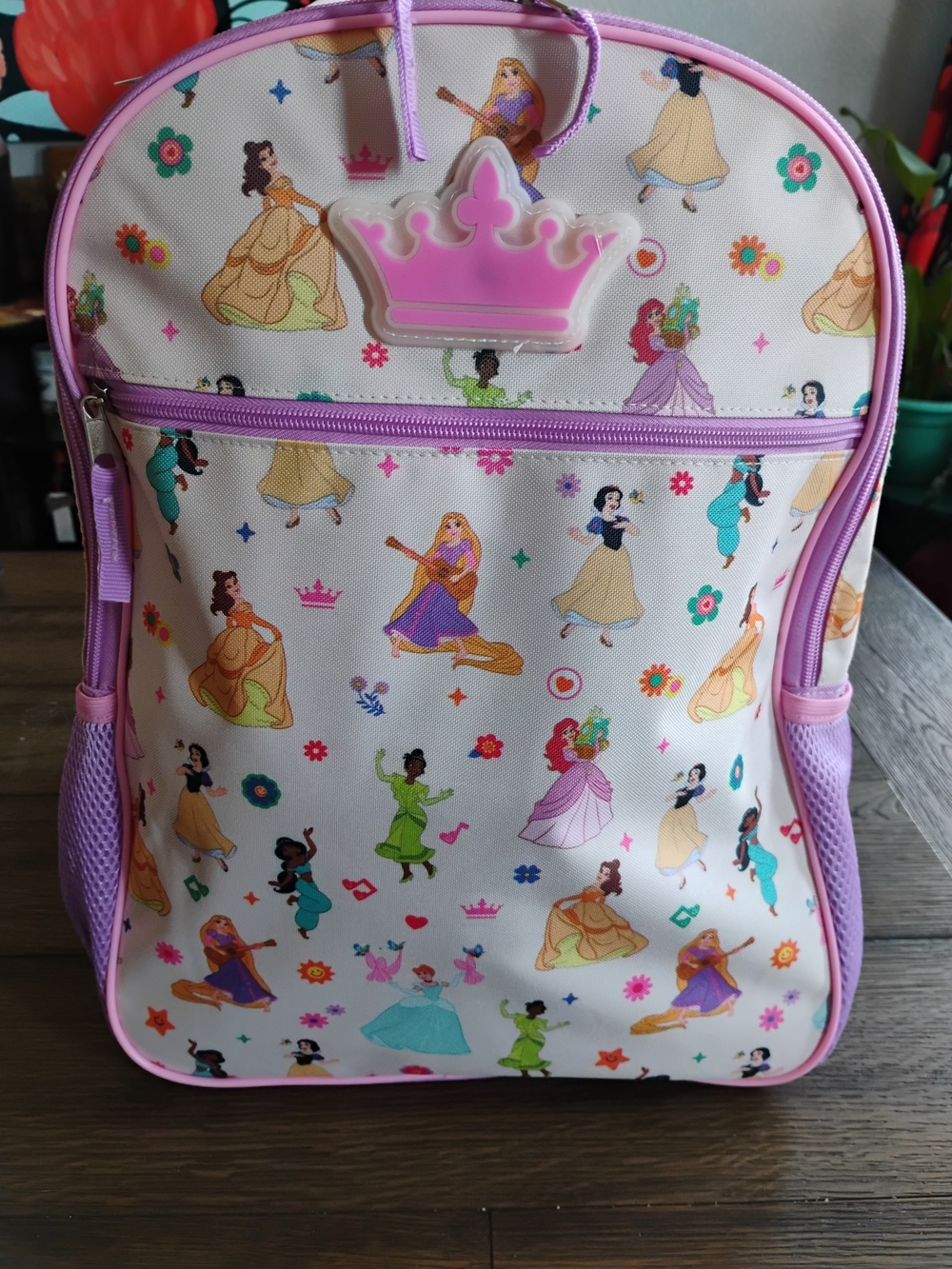 Kids Princess Print Backpack - Pink and Purple
